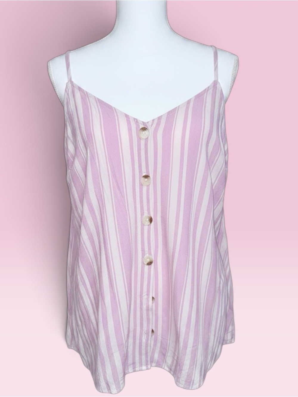 torrid Pink and White Striped Button-Front Cami
